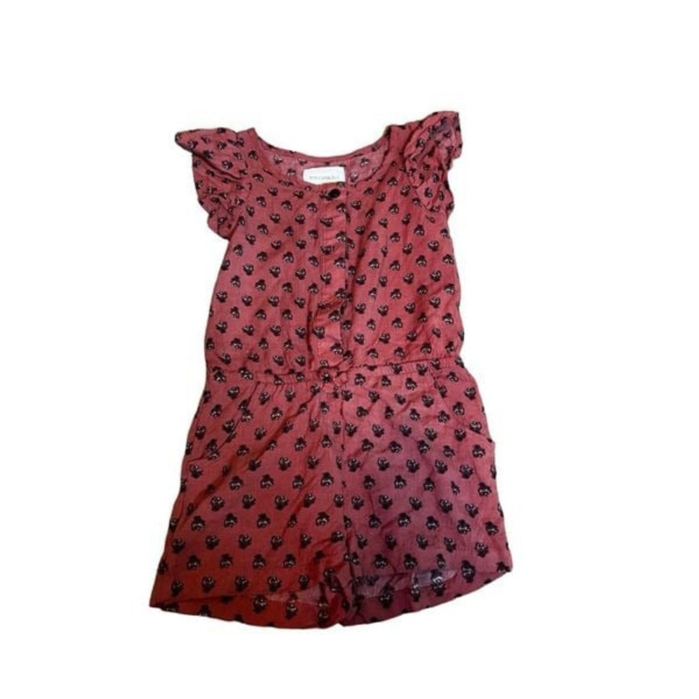 New Toughskins Girl’s Flutter Sleeve Floral Romper Size 5/6